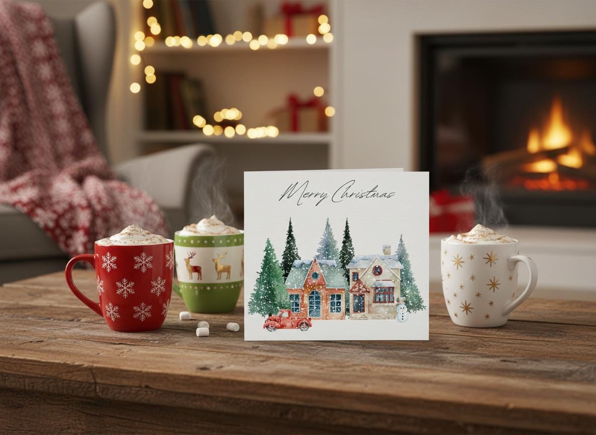 Editable Christmas Photo Card Template Holiday Printable (Digital Download)