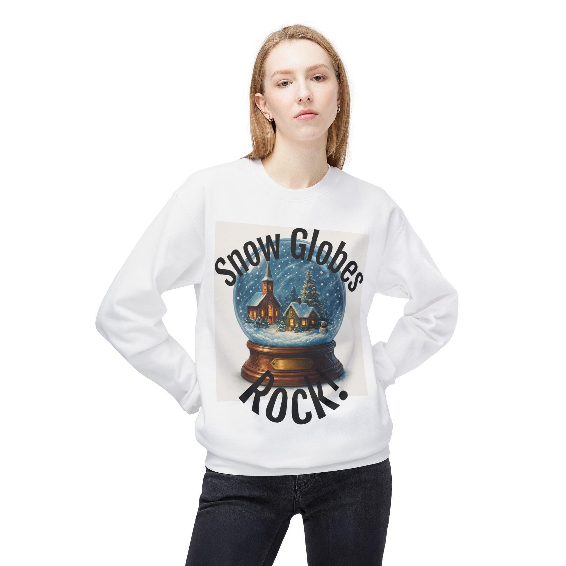 Snow Globes Rock Fleece Sweatshirt Festive Christmas Crewneck | Loki's Shop Too
