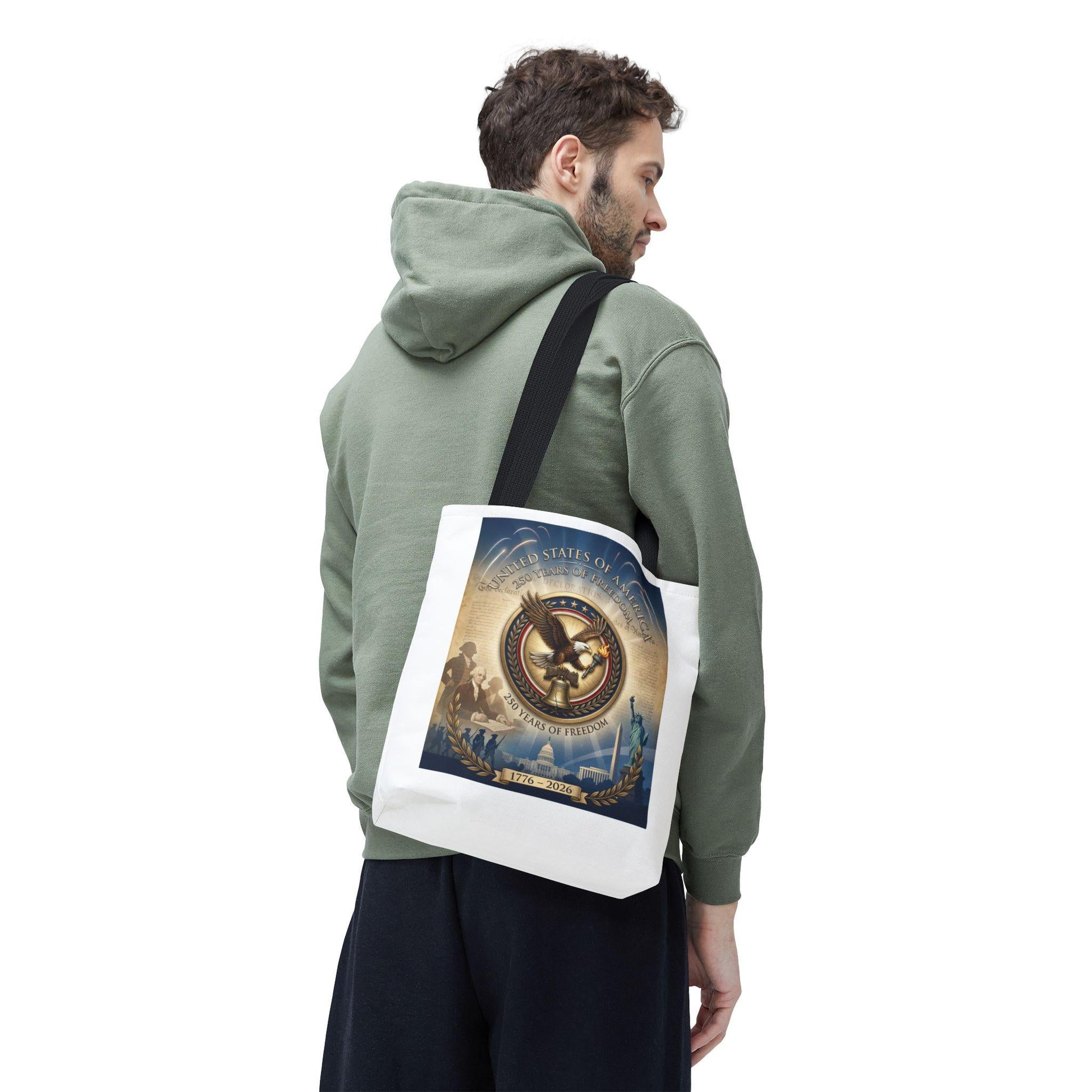 America 250th Anniversary Tote Bag | 1776–2026 USA 250 Years of Freedom Tote | Patriotic Eagle Liberty Bell Design | Loki's Shop Too