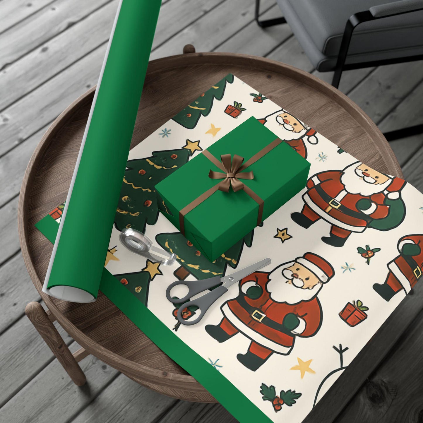 Merry Christmas Gift Wrap Santa Snowman Design Eco-Friendly | Loki's Shop Too