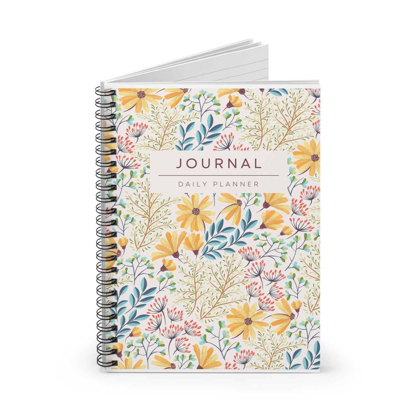Floral Daily Planner, Spiral Ruled Notebook | Loki's Shop Too