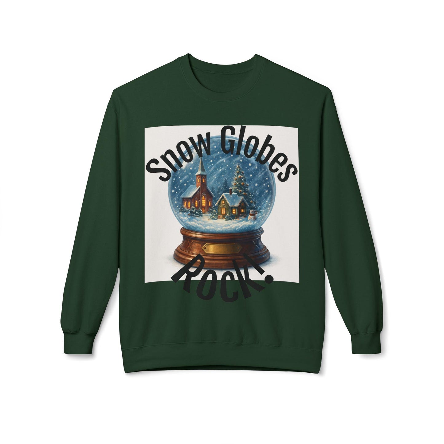 Snow Globes Rock Fleece Sweatshirt Festive Christmas Crewneck | Loki's Shop Too