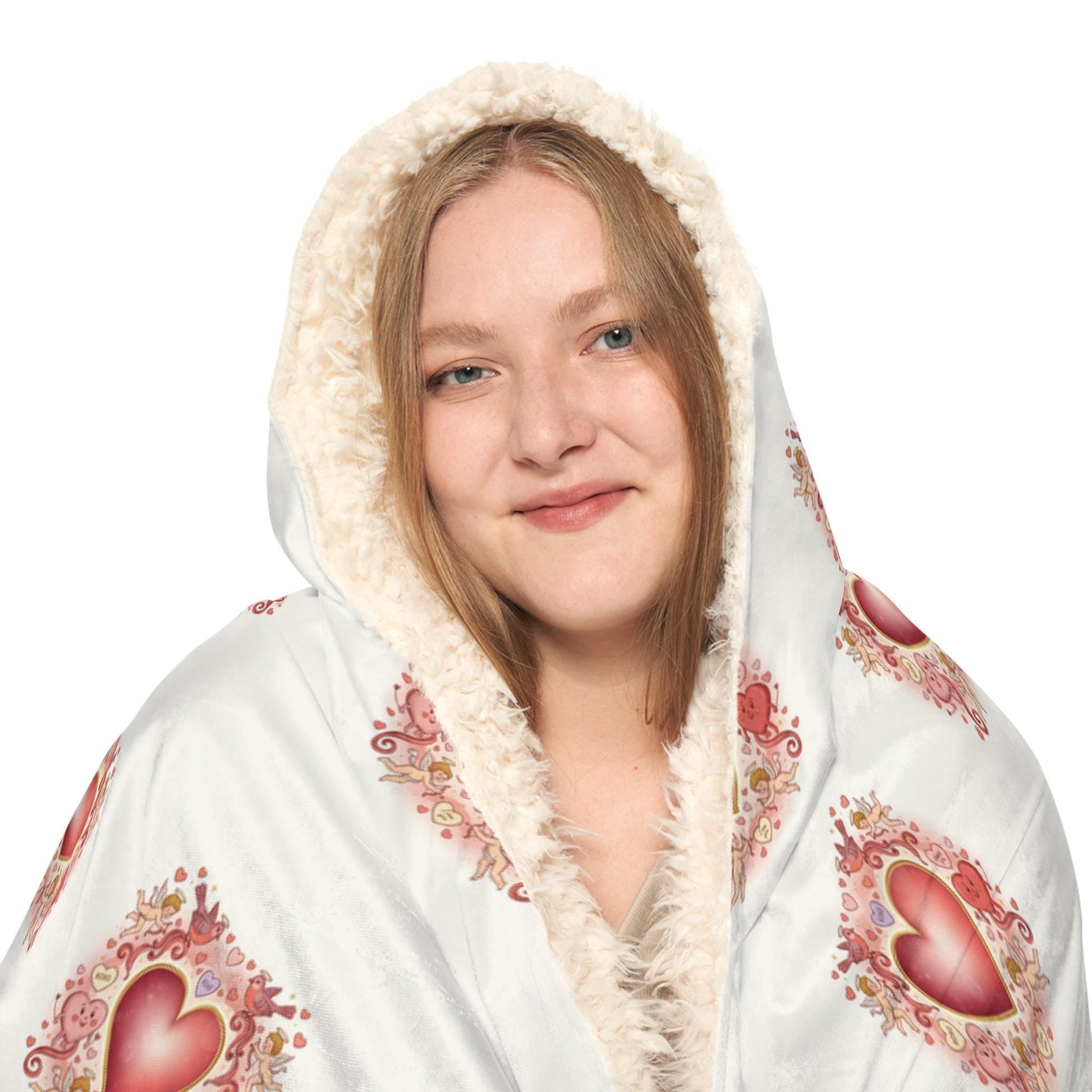 Hooded Snuggle Blanket With Hearts | Loki's Shop Too