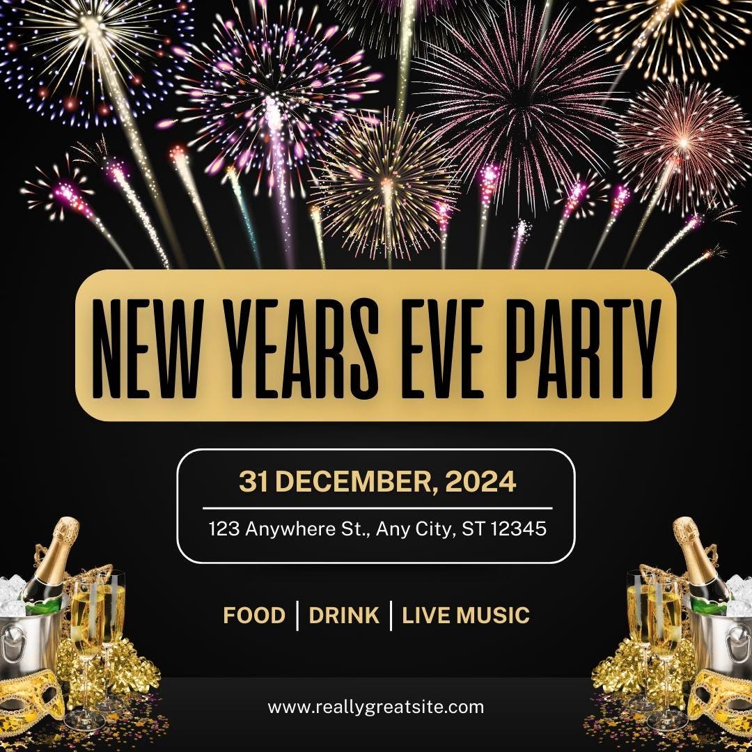 New Year’s Eve Party Invitation | Gold Black Modern Digital Invite | NYE Digital Download | Printable Night Party | Loki's Shop Too