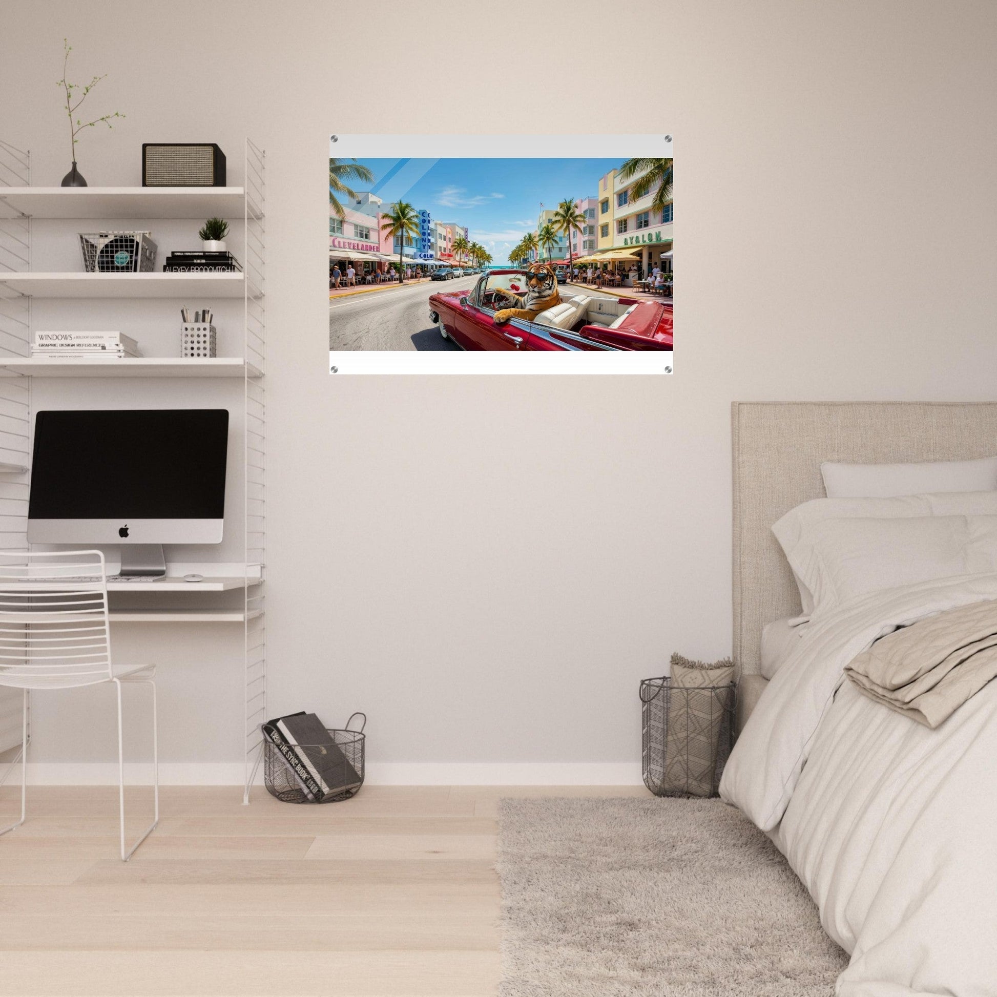 Miami Strip Cruisin' Tiger Acrylic Print | Fun Animal Wall Art | Luxury Home Decor | Unique Gift | Loki's Shop Too