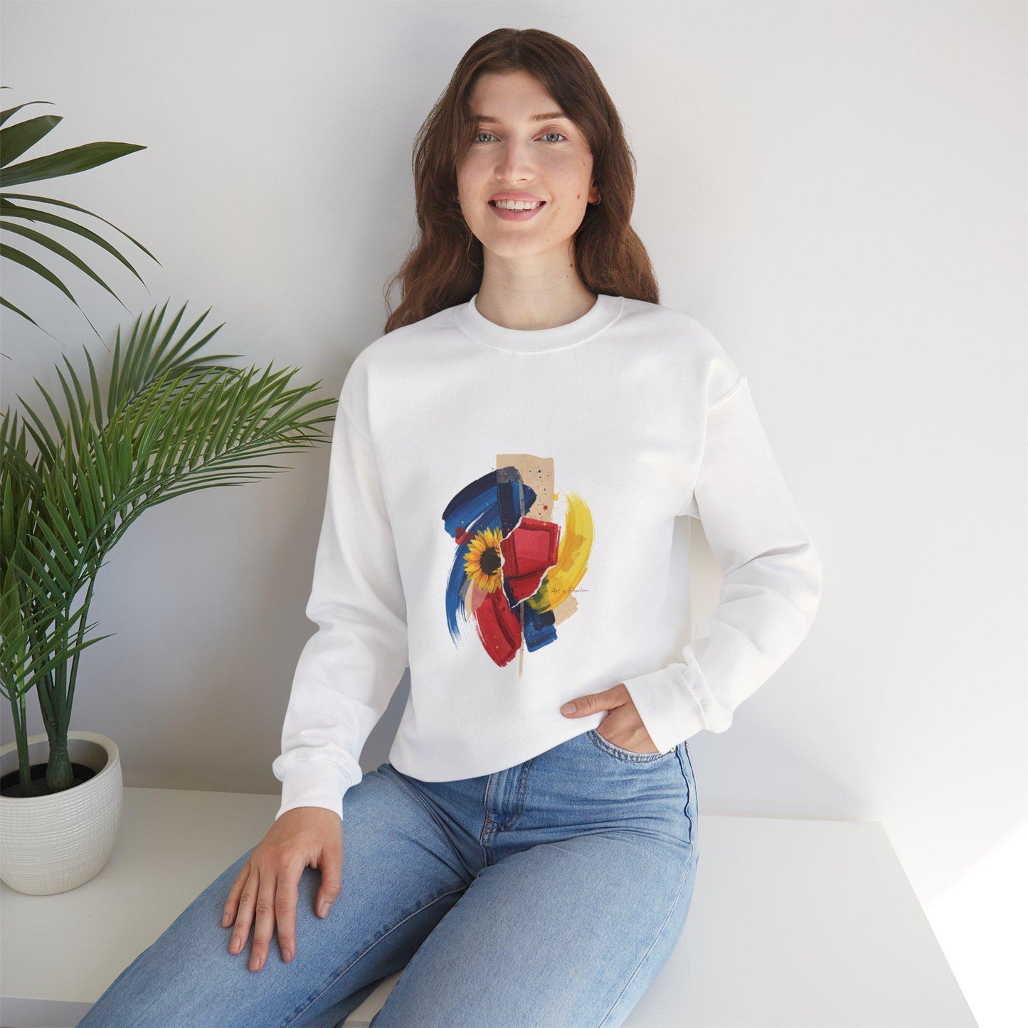 Painterly Abstract Floral Crewneck Sweatshirt | Artsy Brushstroke Graphic | Loki's Shop Too