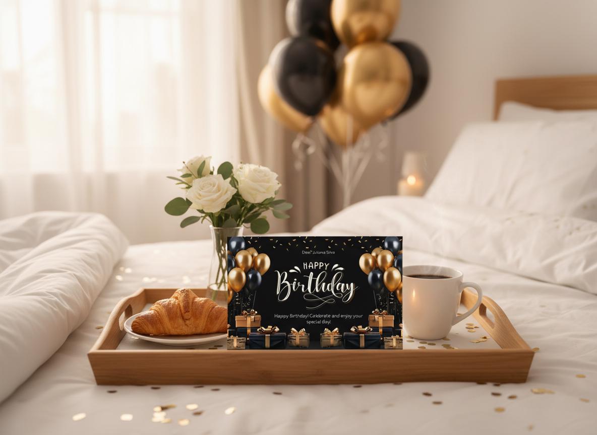 Black and Gold Digital Birthday Card | Editable Canva Template | Send by Email or Text | Instant Download | Loki's Shop Too