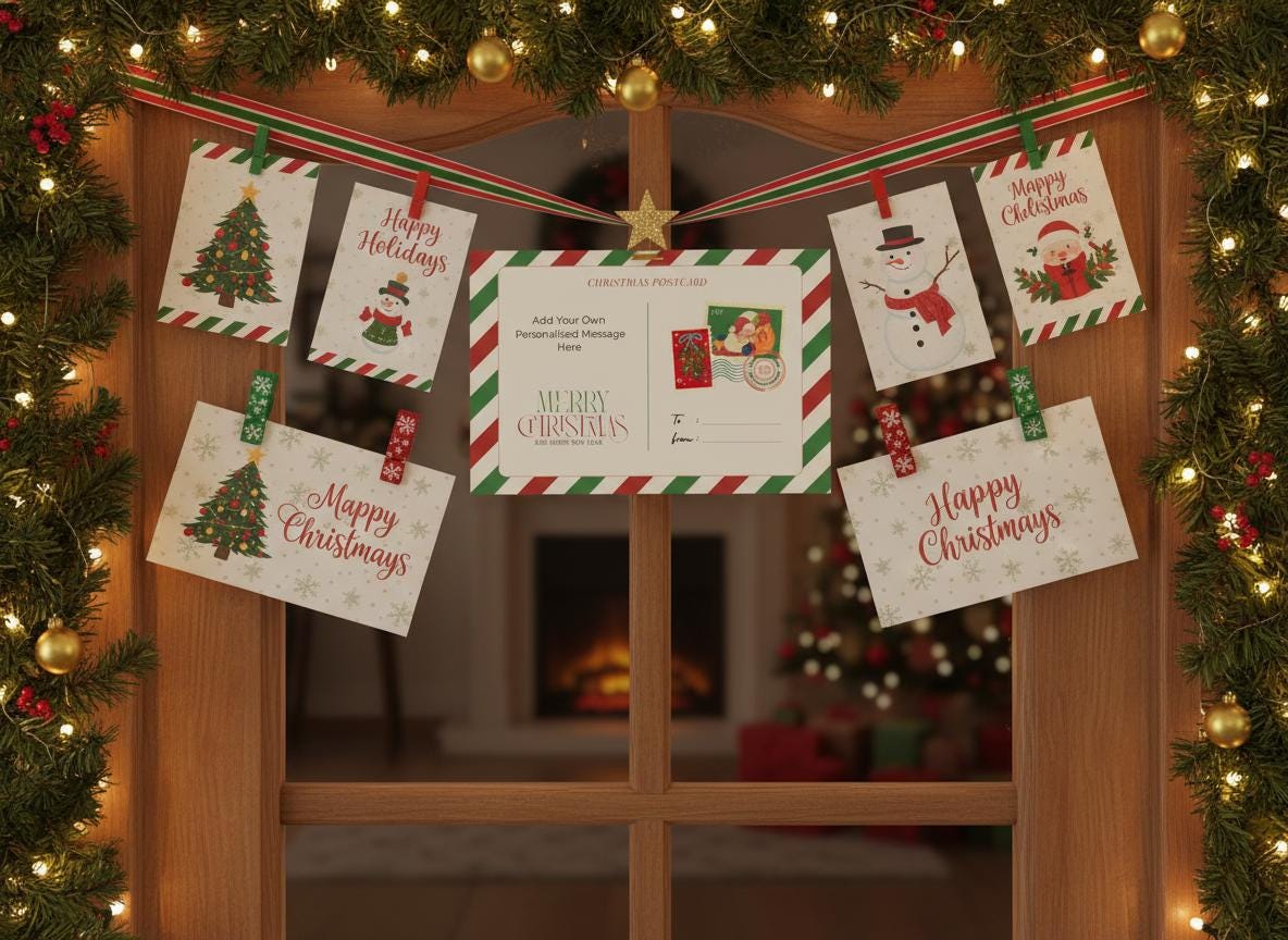 editable christmas postcard template printable photo xmas card