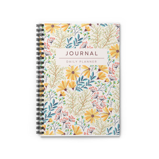 Floral Daily Planner, Spiral Ruled Notebook | Loki's Shop Too