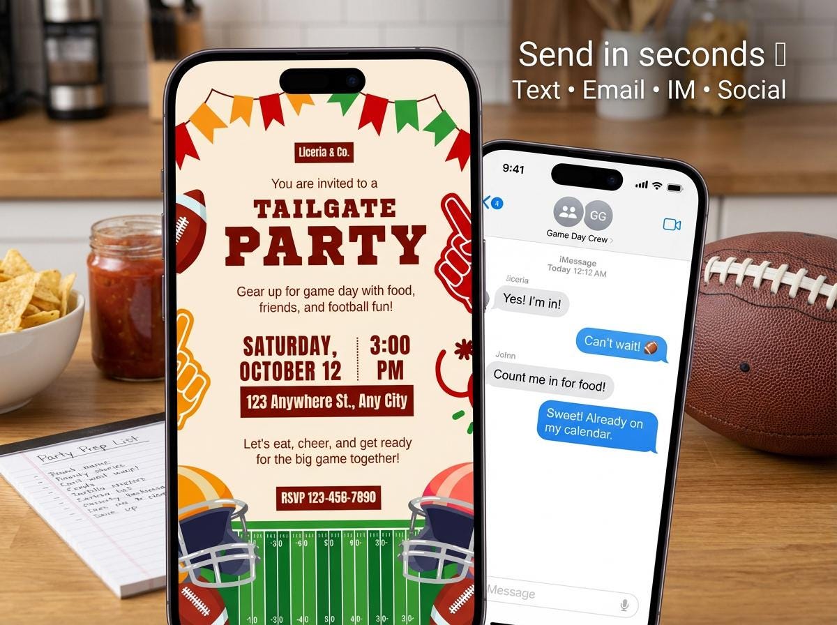 football tailgate party invitation template