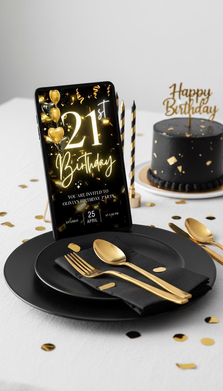 Animated 21st Birthday eCard | Editable Canva Template (Digital Download) | Loki's Shop Too