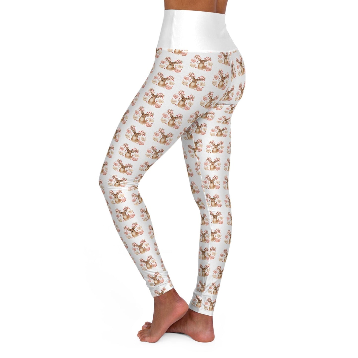Watercolor Deer Pattern High Waisted Yoga Leggings | Animal Print Leggings | Loki's Shop Too