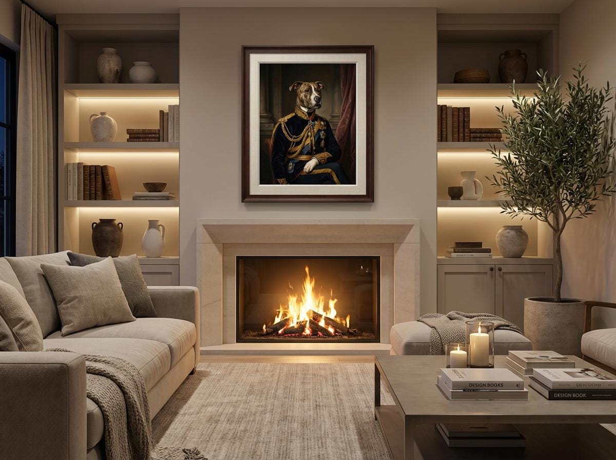 Regal Military Dog Portrait Canvas Matte Stretched Canvas | Loki's Shop Too