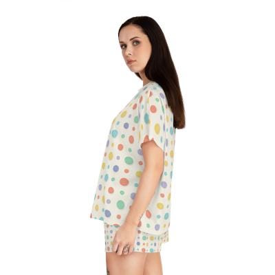 Pastel Polka Dot Short Pajama Set | Short Sleeve Top and Shorts | Loki's Shop Too