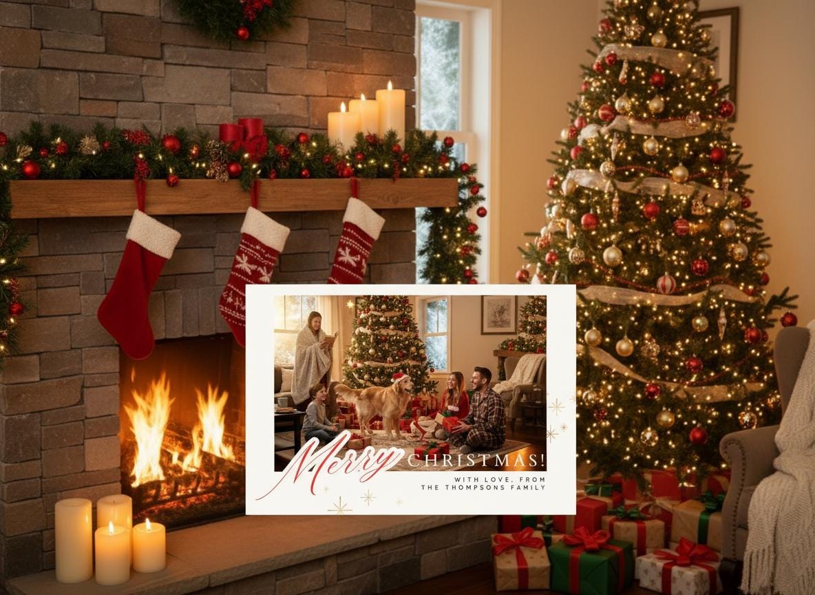 Editable Photo Christmas Card Template Printable Holiday Card (Digital Download) | Loki's Shop Too