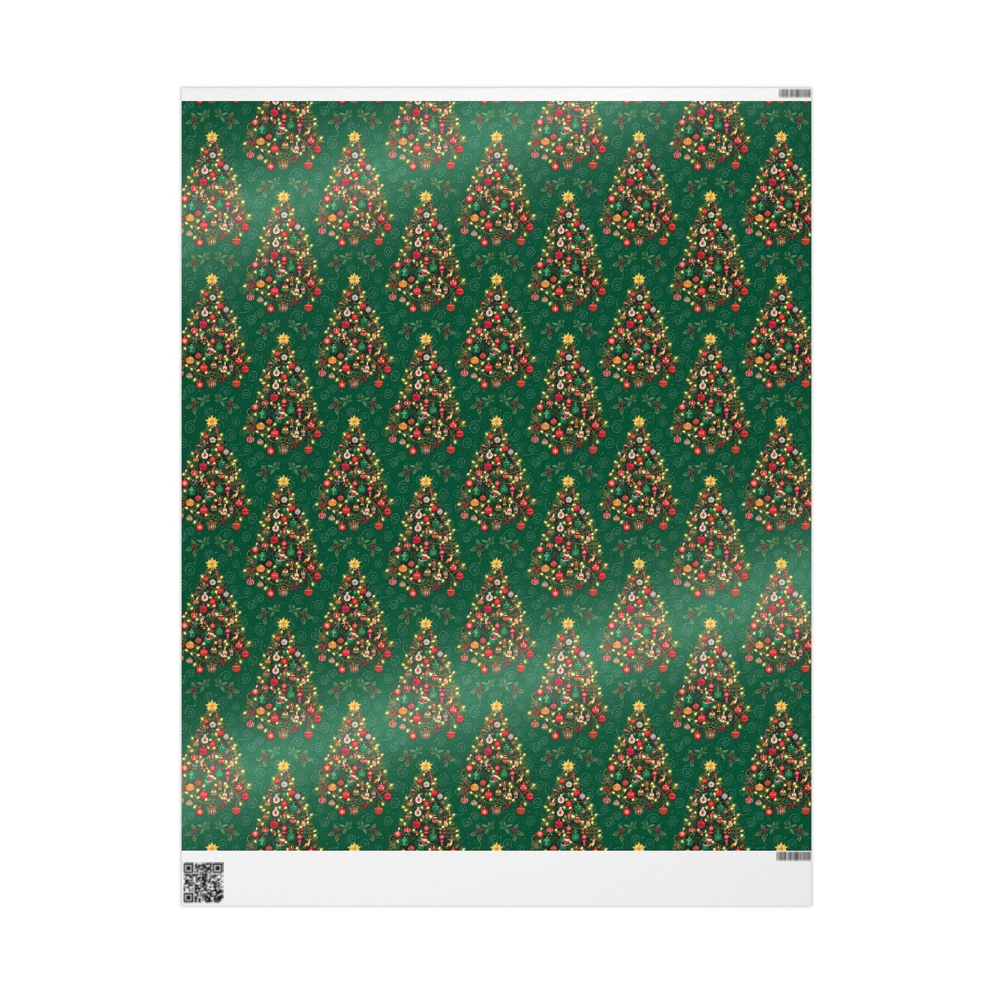 Christmas Tree Gift Wrap Green Holiday Pattern | Loki's Shop Too