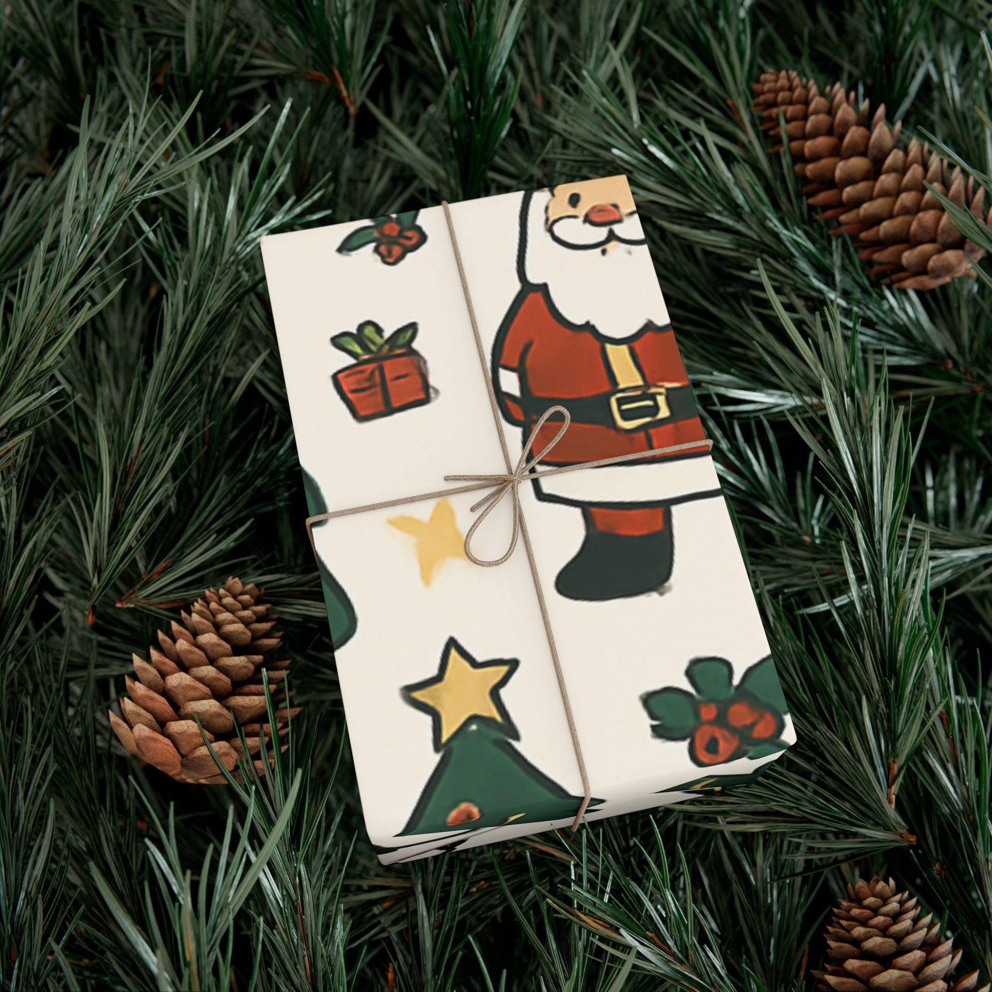 Merry Christmas Gift Wrap Santa Snowman Design Eco-Friendly | Loki's Shop Too
