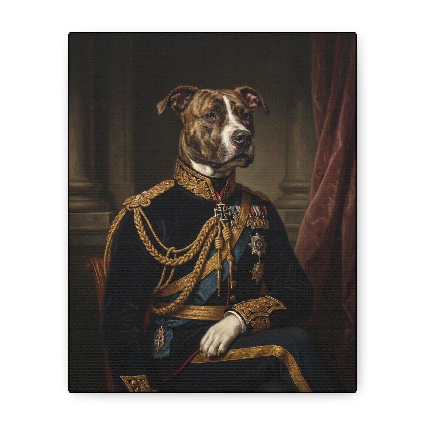 regal military dog portrait canvas matte stretched canvas
