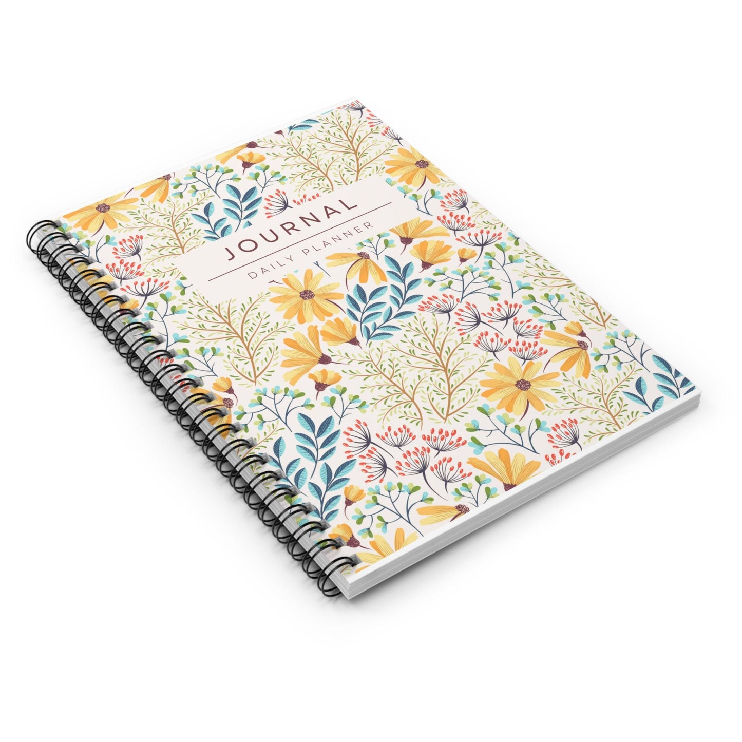 Floral Daily Planner, Spiral Ruled Notebook | Loki's Shop Too
