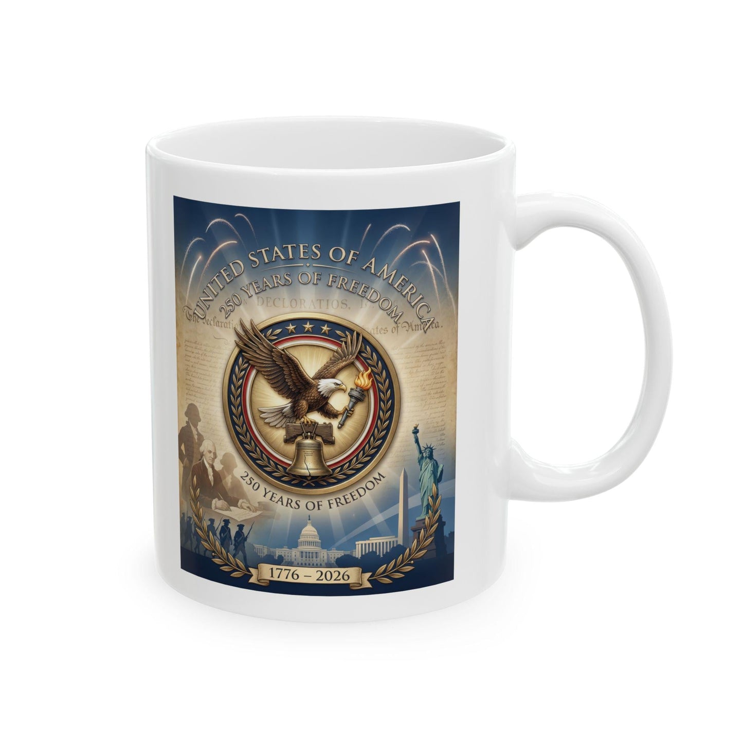America 250th Anniversary Mug | 1776 to 2026 Freedom Coffee Cup | Patriotic Eagle Liberty Bell Design | USA Semiquincentennial Gift | Loki's Shop Too