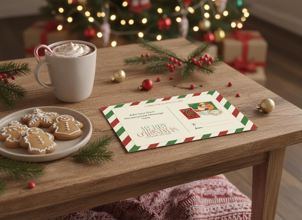 Editable Christmas Postcard Template Printable Photo Xmas Card (Digital Download) | Loki's Shop Too