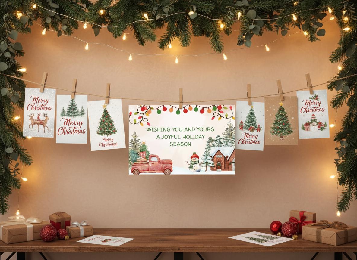 Editable Photo Christmas Card Template Festive Holiday Design (Digital Download) | Loki's Shop Too