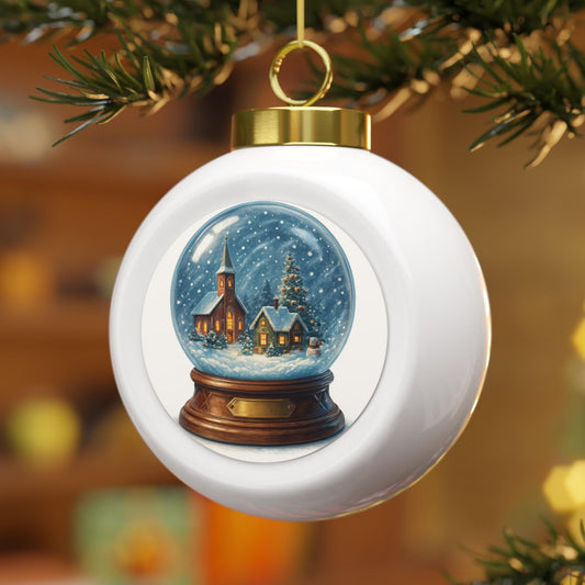 Personalized Christmas Ball Ornament Festive Winter Village Scene