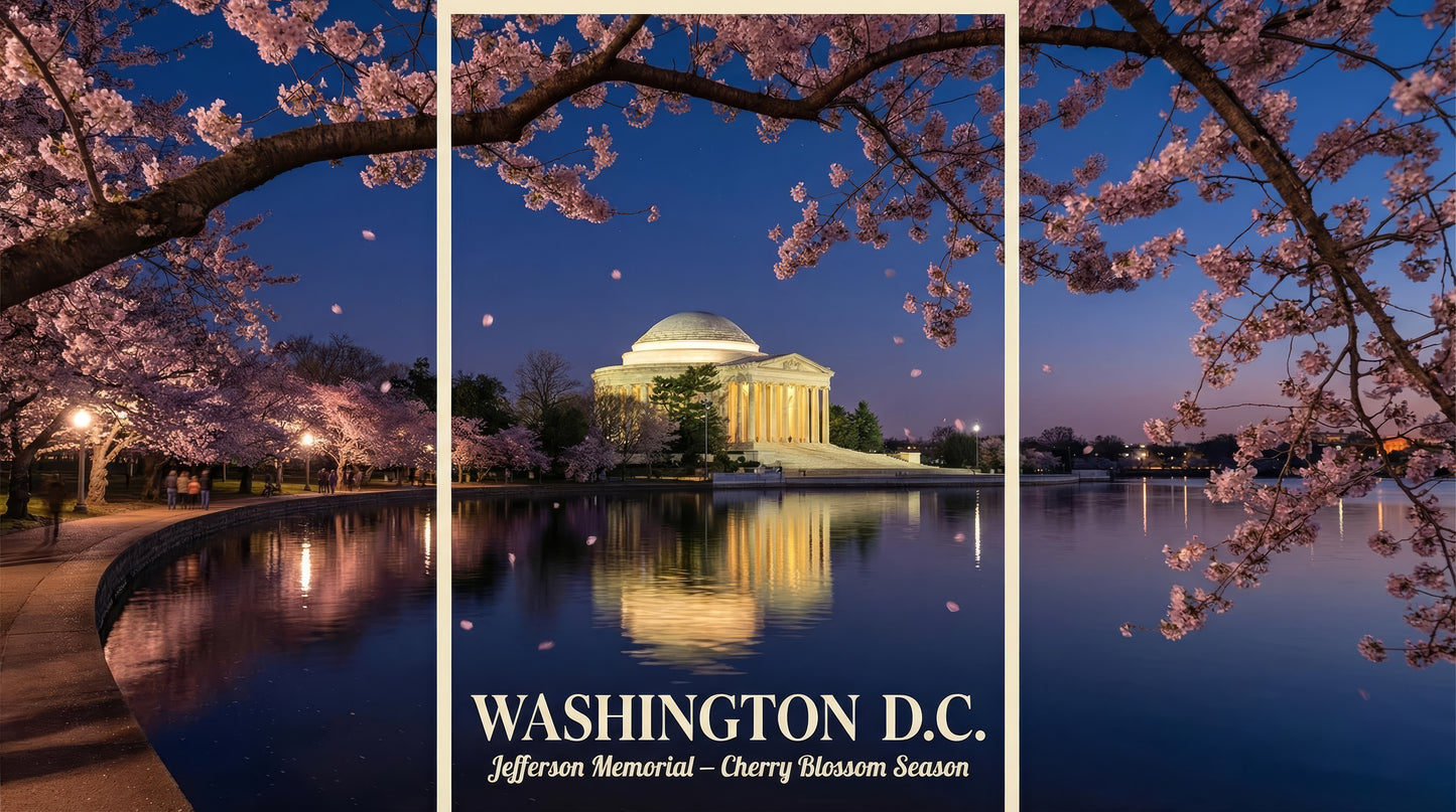 Washington DC Jefferson Memorial Cherry Blossom Art (Digital Download) | Loki's Shop Too