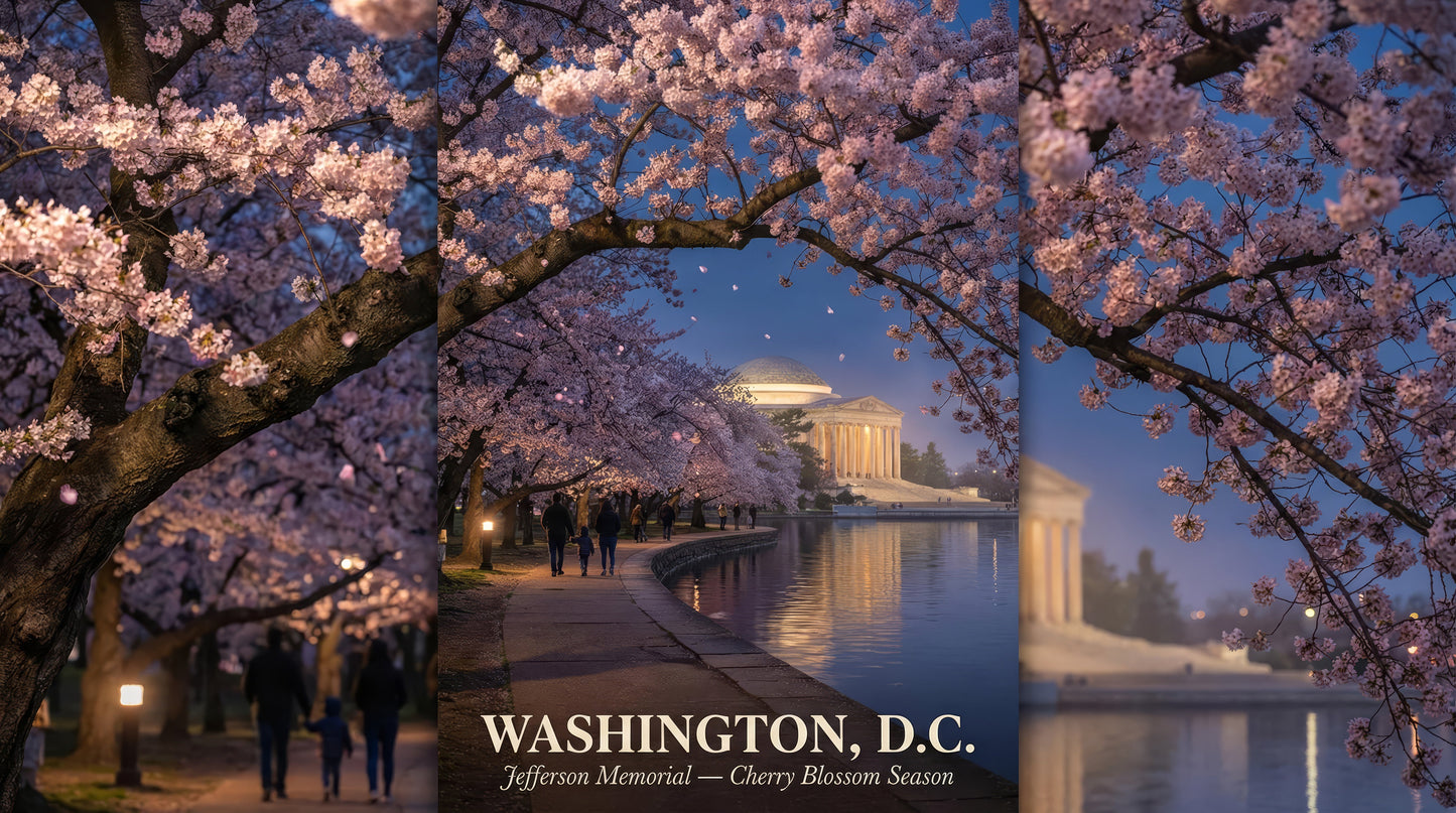 Washington DC Jefferson Memorial Cherry Blossom Art (Digital Download) | Loki's Shop Too