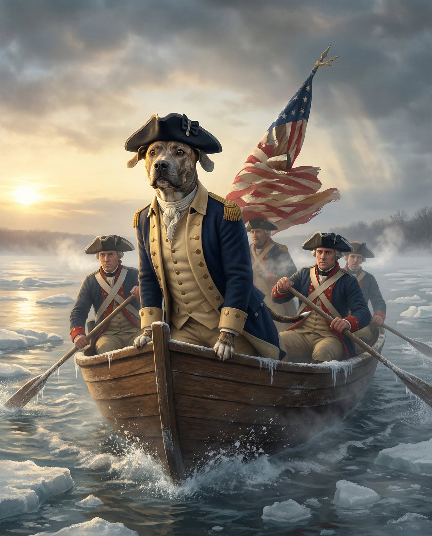 Revolutionary Pup Crossing Personalized Patriotic Pet Portrait (Digital Download) | Loki's Shop Too