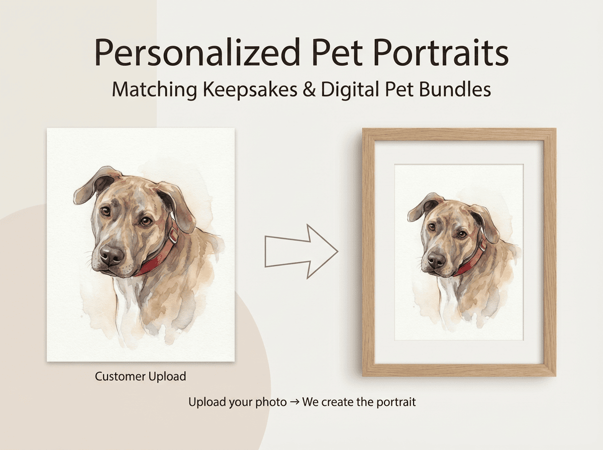 Watercolor Pet Lover Digital Image | Personalized Animal Art | Custom Home Decor Gift | Loki's Shop Too