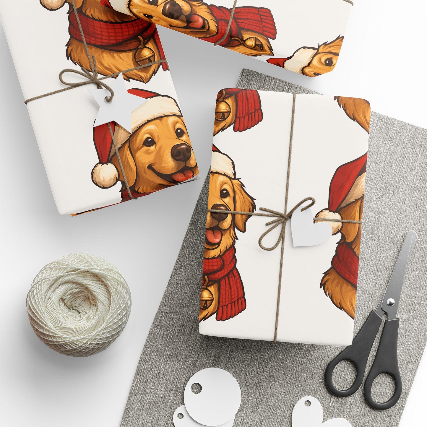Golden Retriever Santa Wrapping Paper, Christmas Dog Gift Wrap