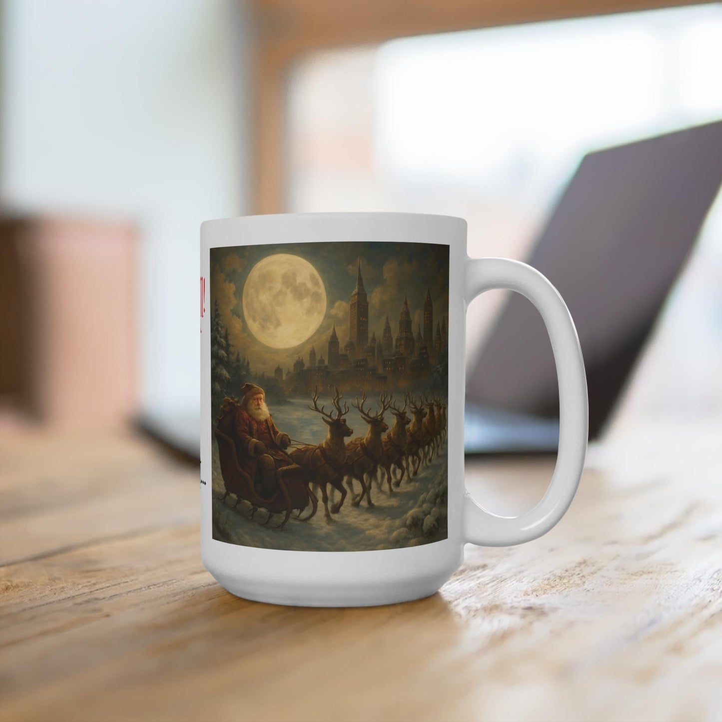 Santa and Sleigh Christmas Mug Festive Coffee Cup | Loki's Shop Too