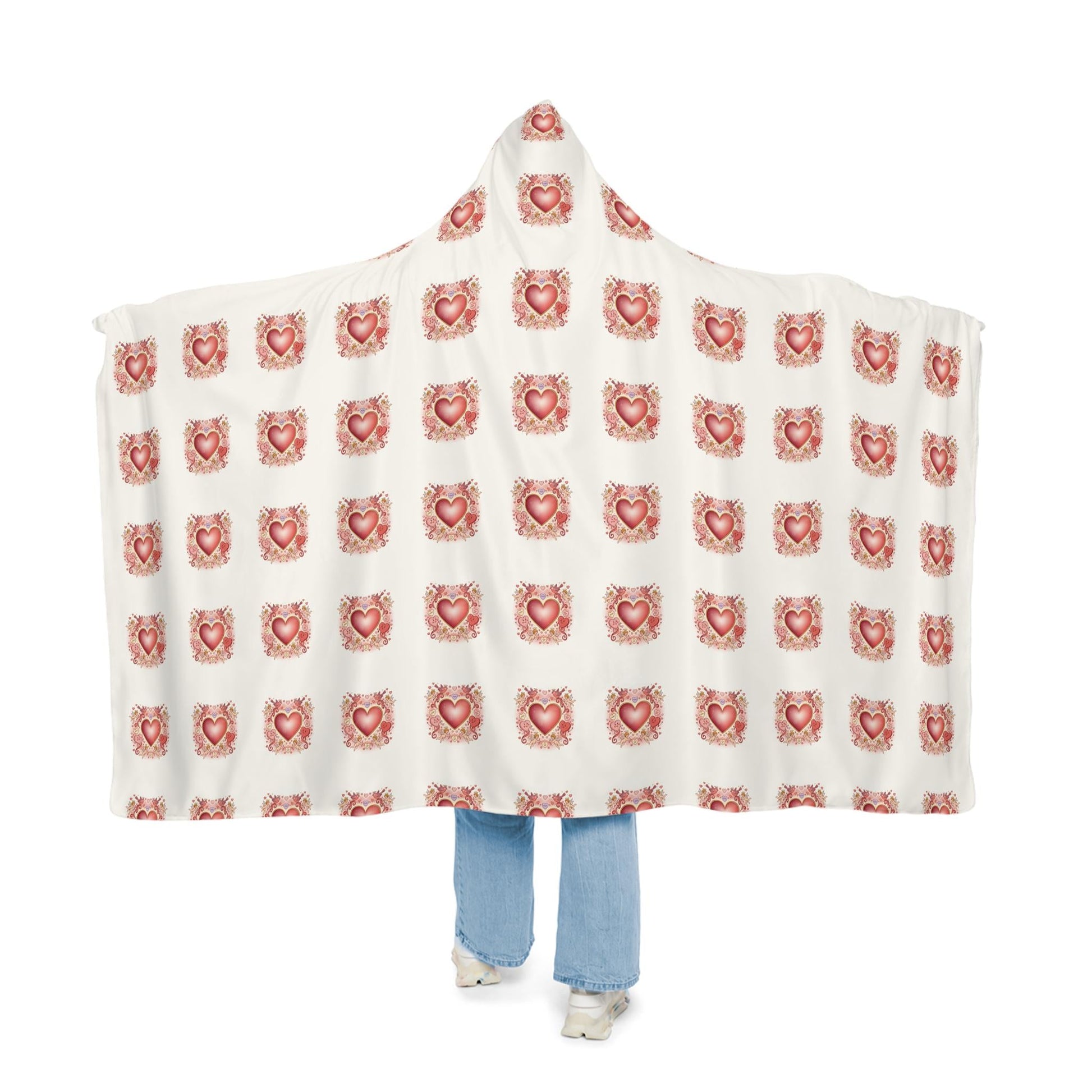 Hooded Snuggle Blanket With Hearts | Loki's Shop Too