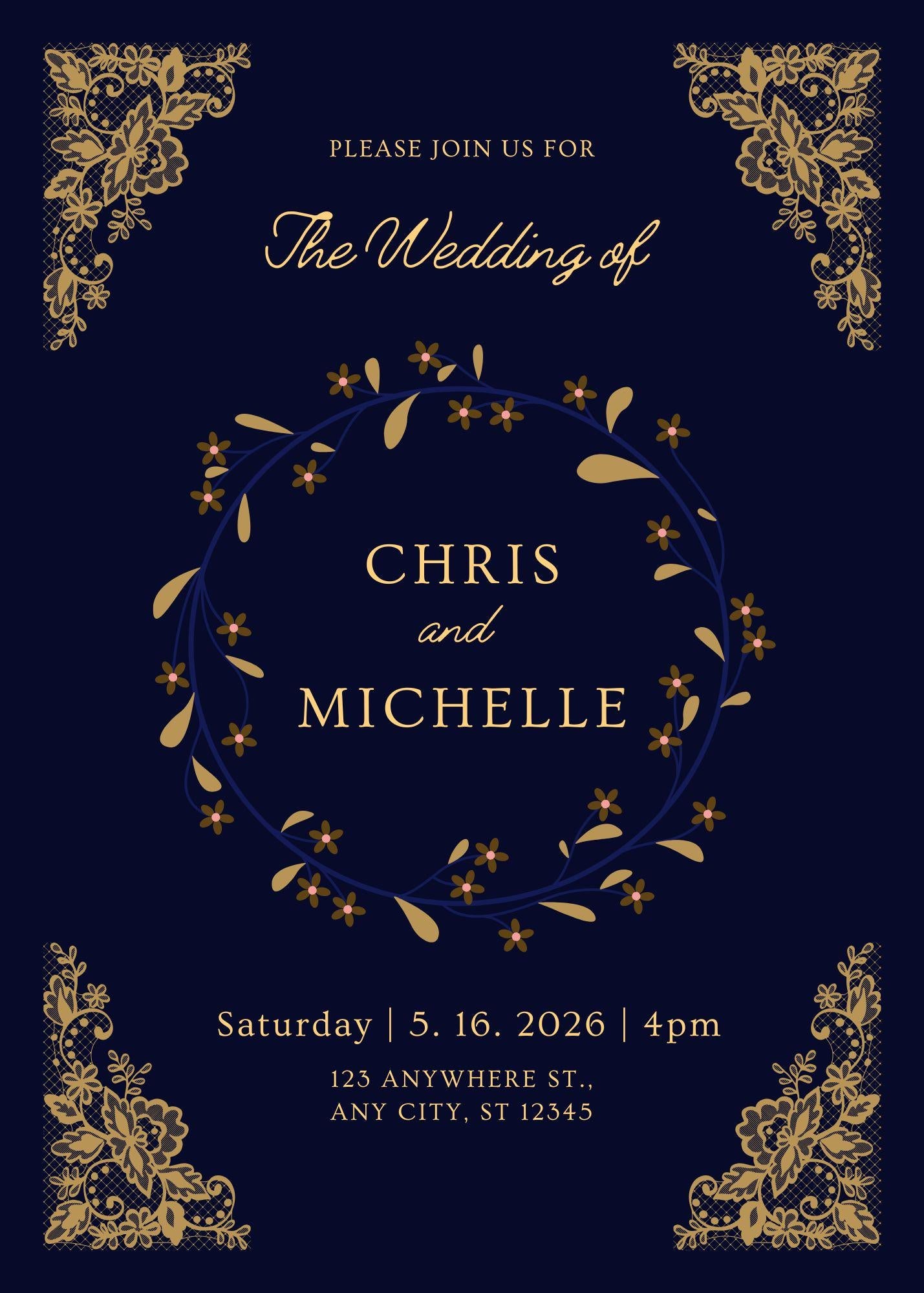 Customizable Wedding Evite Canva Template | Elegant Digital Invitation | Editable & Instant Download | Loki's Shop Too