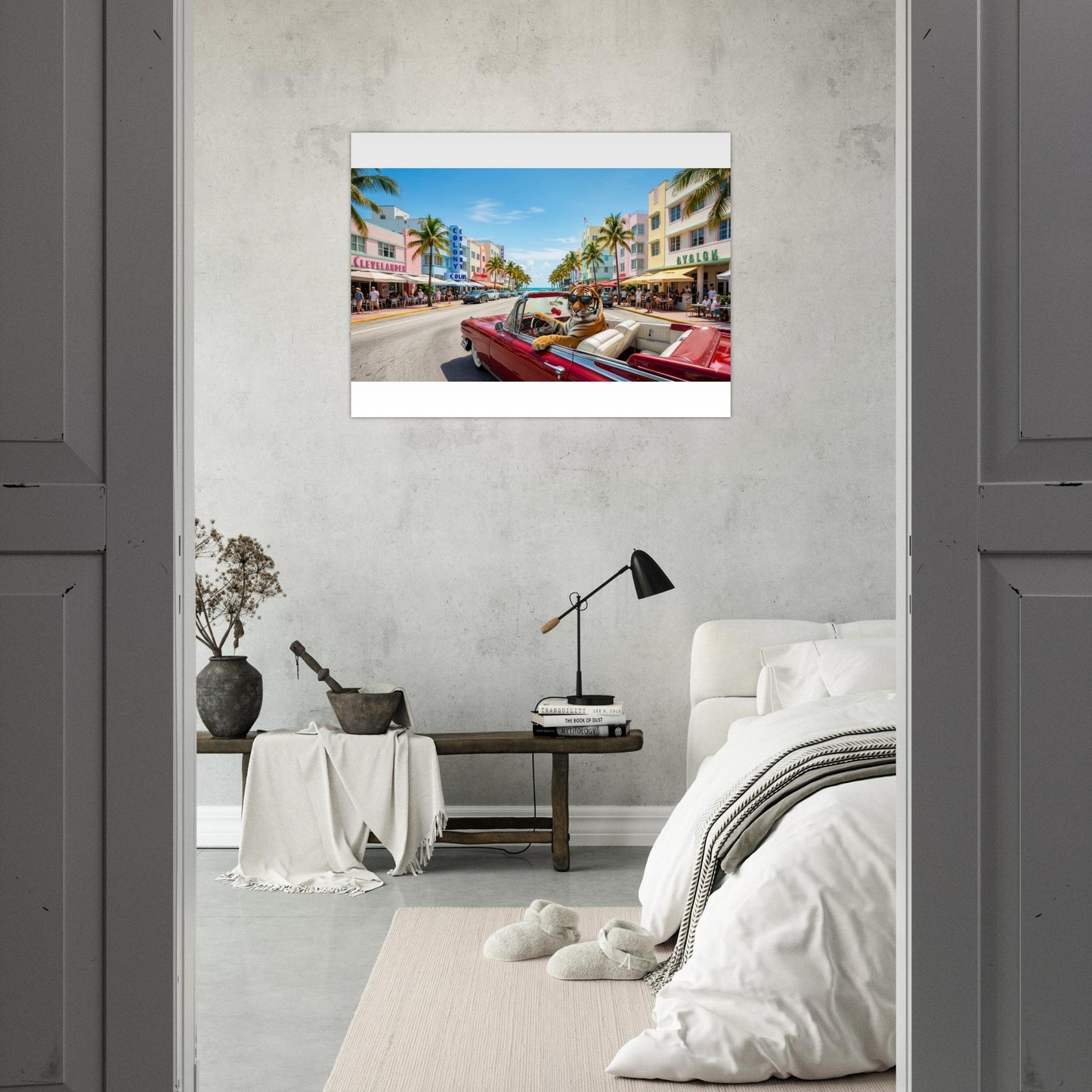 Cruisin the Miami Strip Bengal Tiger Fine Art Poster | Vivid Colors Giclée Print | Wild Animal Wall Art Gift | Loki's Shop Too