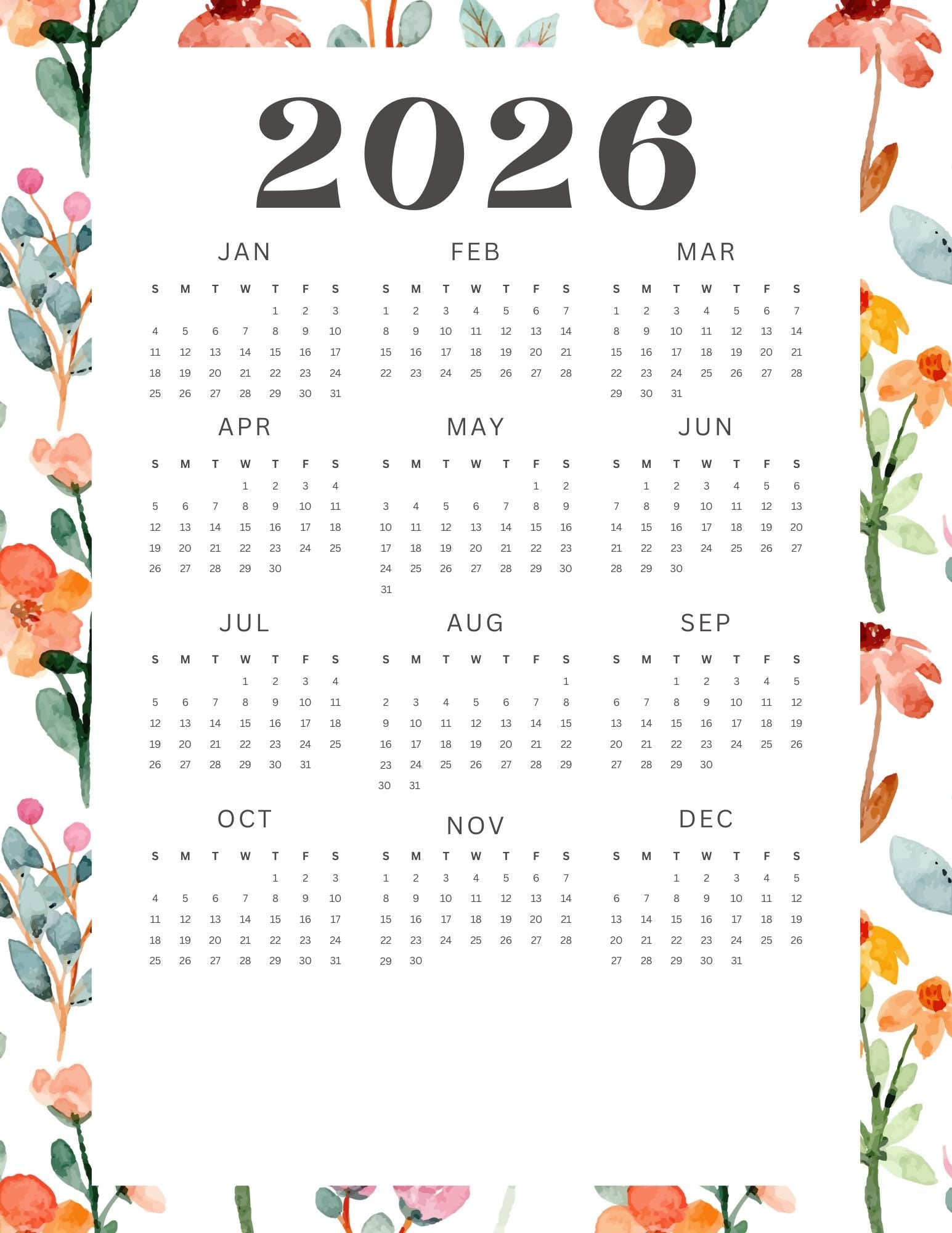 2026 Teacher Planner – Floral Watercolor Pattern Style | Printable Digital Download | Loki's Shop Too