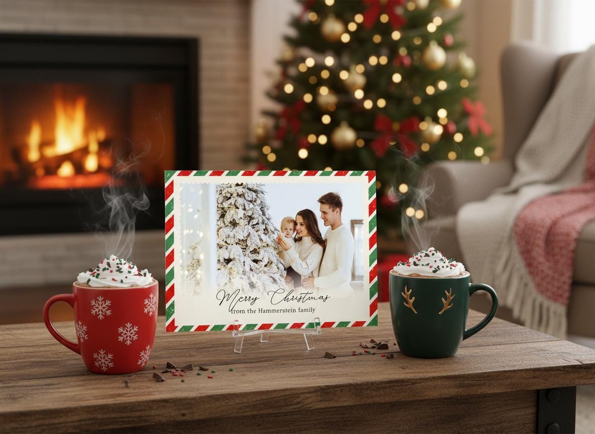 Editable Photo Christmas Card Template Printable Holiday Card (Digital Download) | Loki's Shop Too