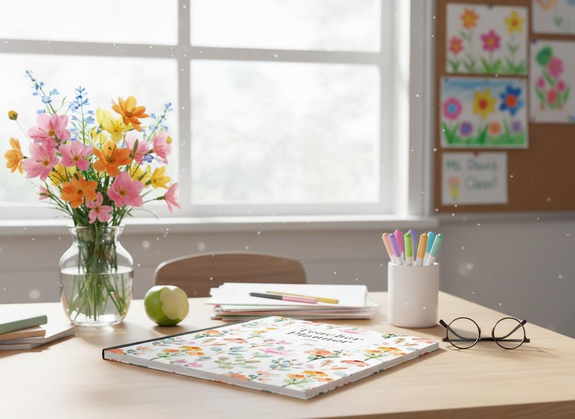 2026 Teacher Planner – Floral Watercolor Pattern Style | Printable Digital Download