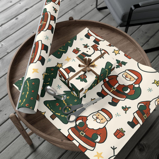 Merry Christmas Gift Wrap Santa Snowman Design Eco-Friendly | Loki's Shop Too