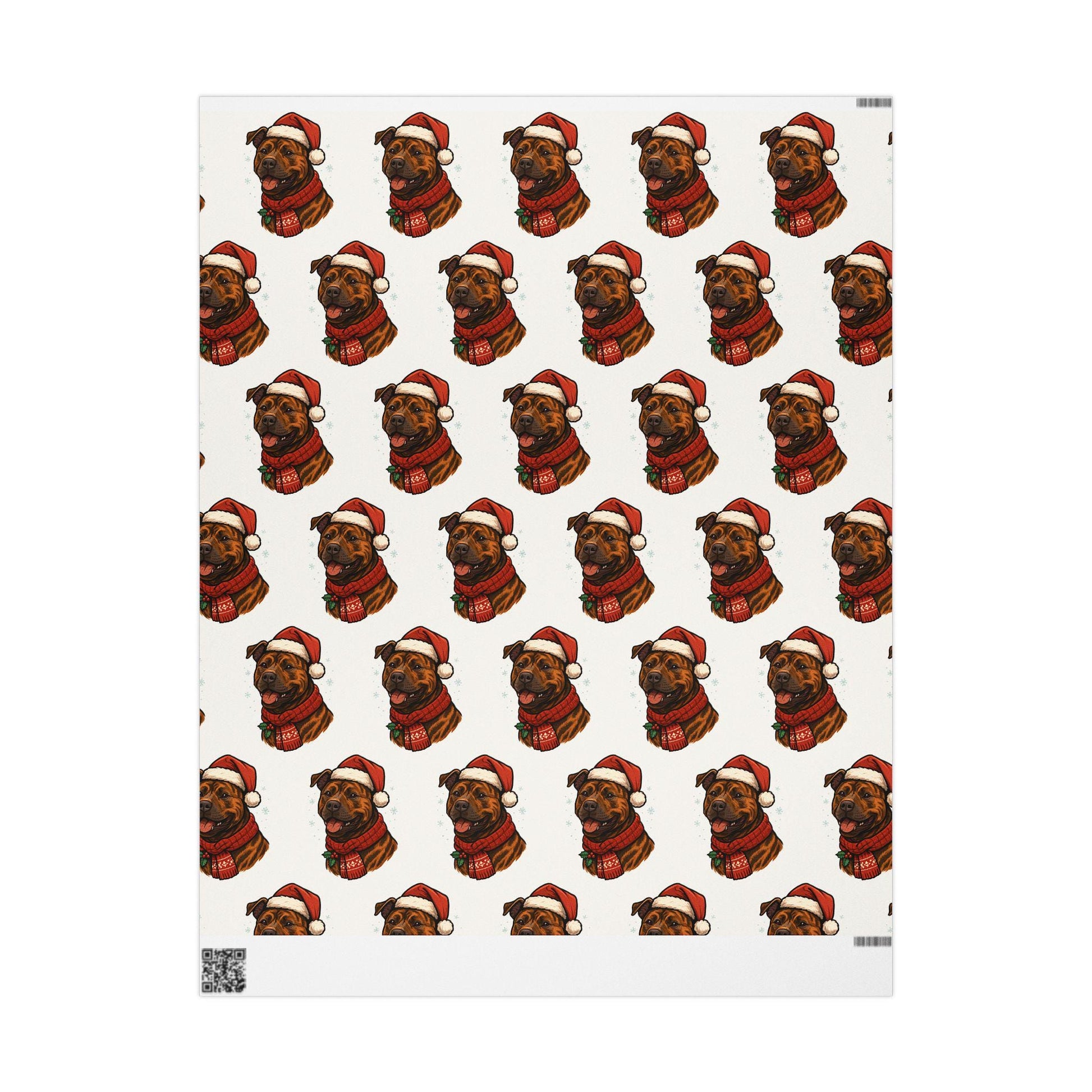 Pitbull Santa Hat Wrapping Paper Holiday Dog Gift Wrap | Loki's Shop Too