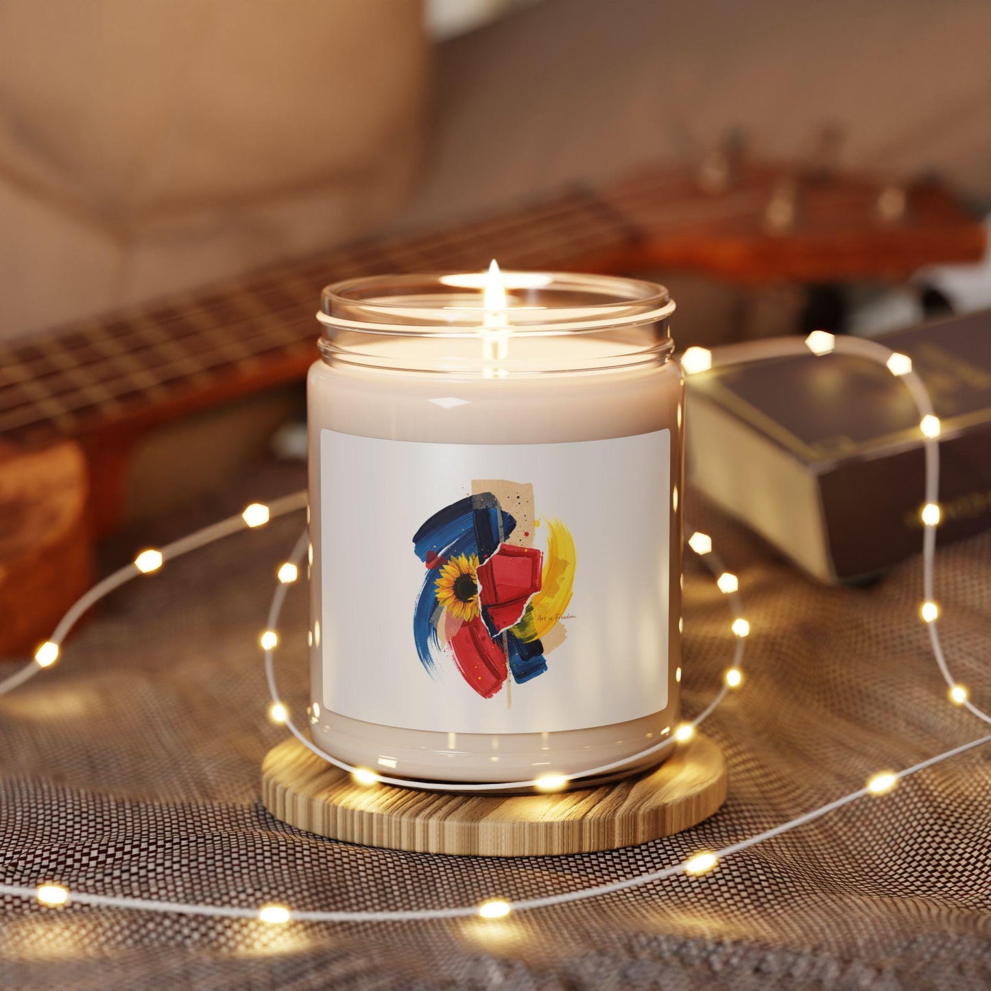 Painterly Abstract Floral Candle, Soy Jar Candle | Artsy Brushstroke Scent | Loki's Shop Too