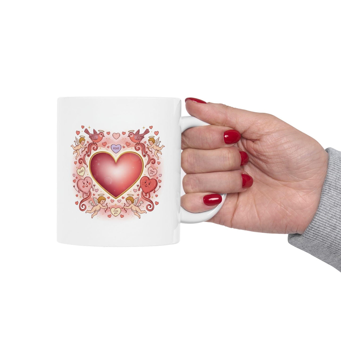valentine heart floral ceramic mug