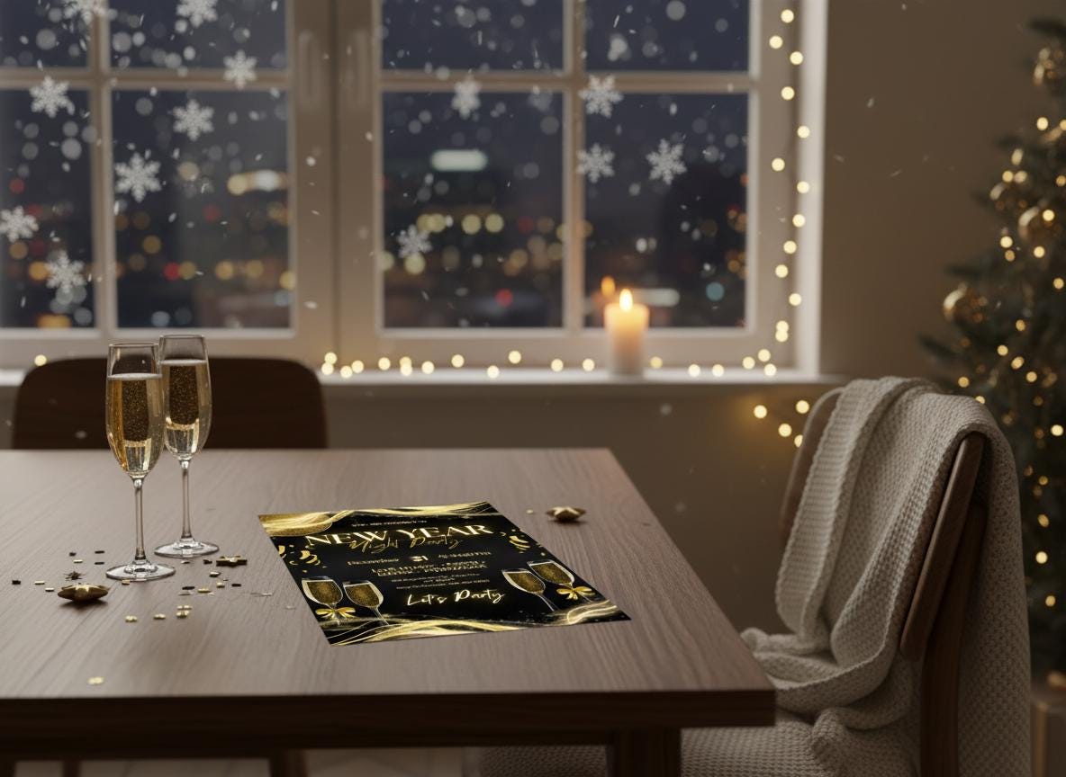 New Year’s Eve Party Invitation | Gold Black Modern Digital Invite | NYE Digital Download | Printable Night Party