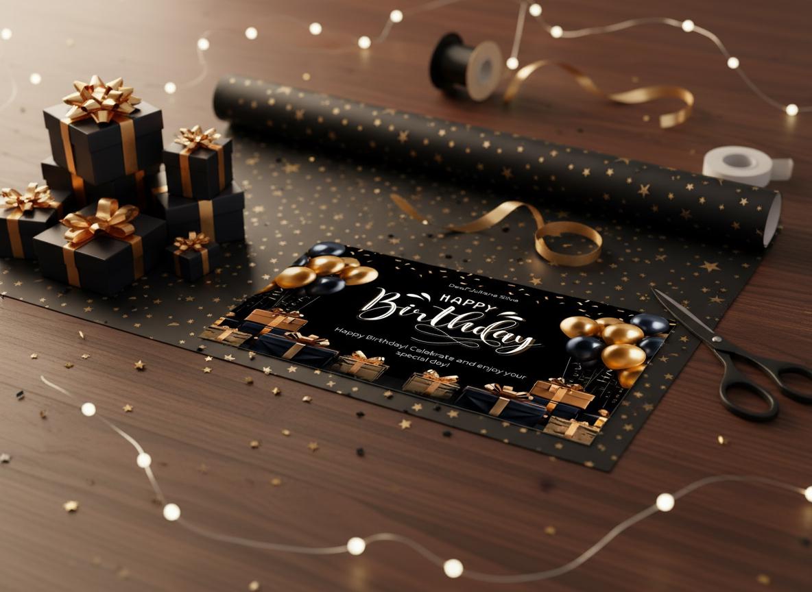 Black and Gold Digital Birthday Card | Editable Canva Template | Send by Email or Text | Instant Download | Loki's Shop Too