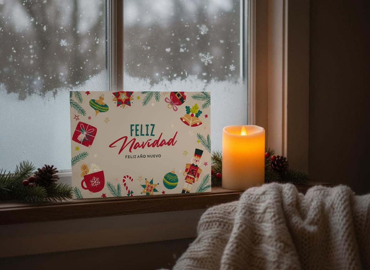 Feliz Navidad Card | Editable Spanish Christmas Template (Digital Download)