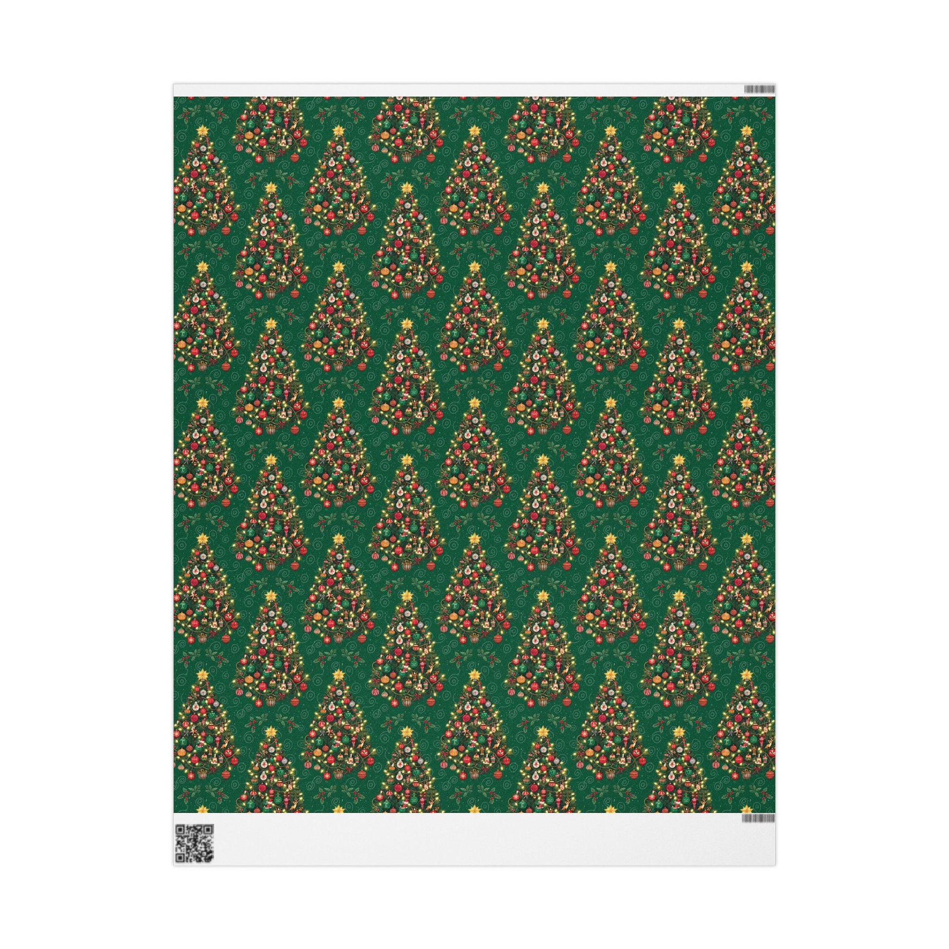 Christmas Tree Gift Wrap Green Holiday Pattern | Loki's Shop Too