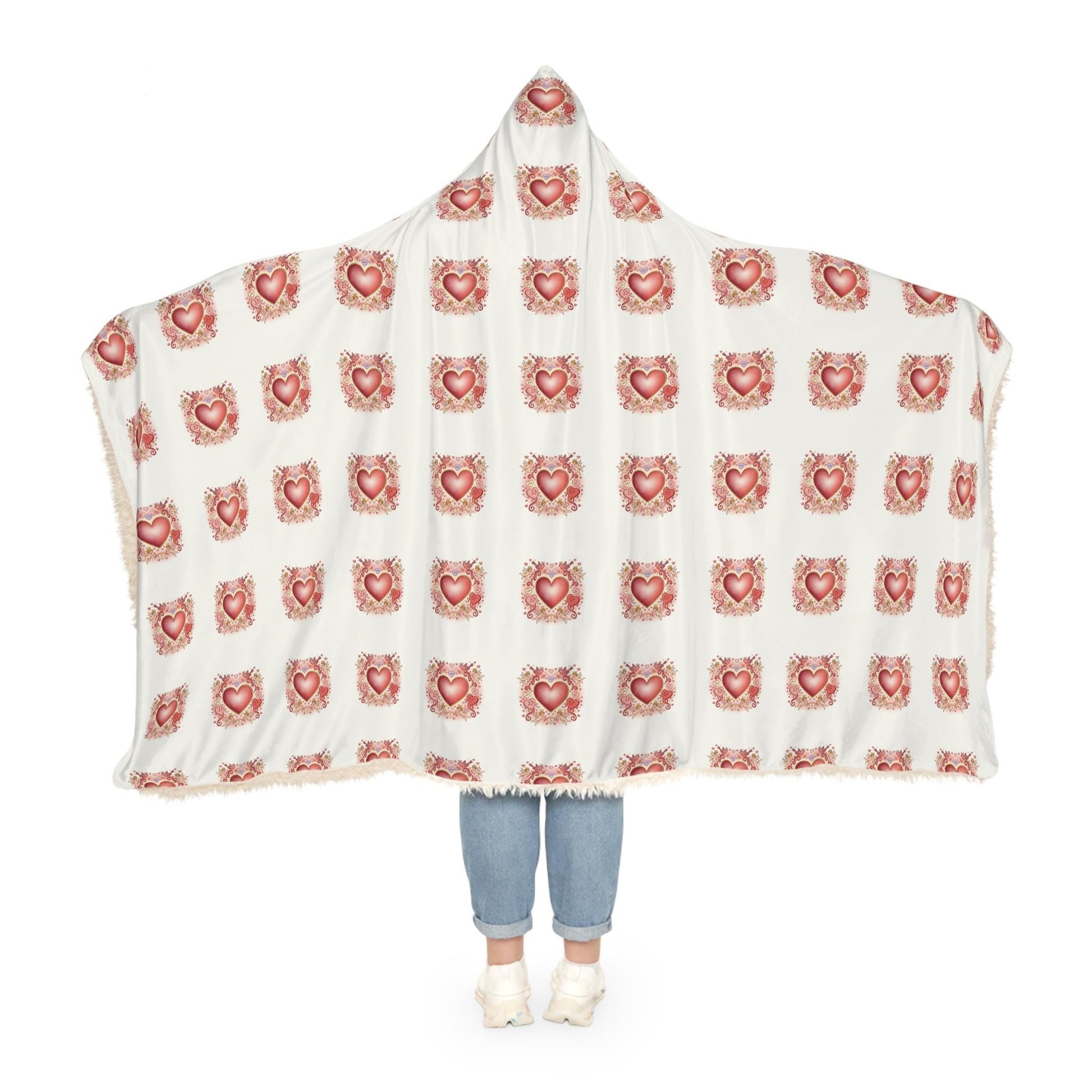 Hooded Snuggle Blanket With Hearts | Loki's Shop Too