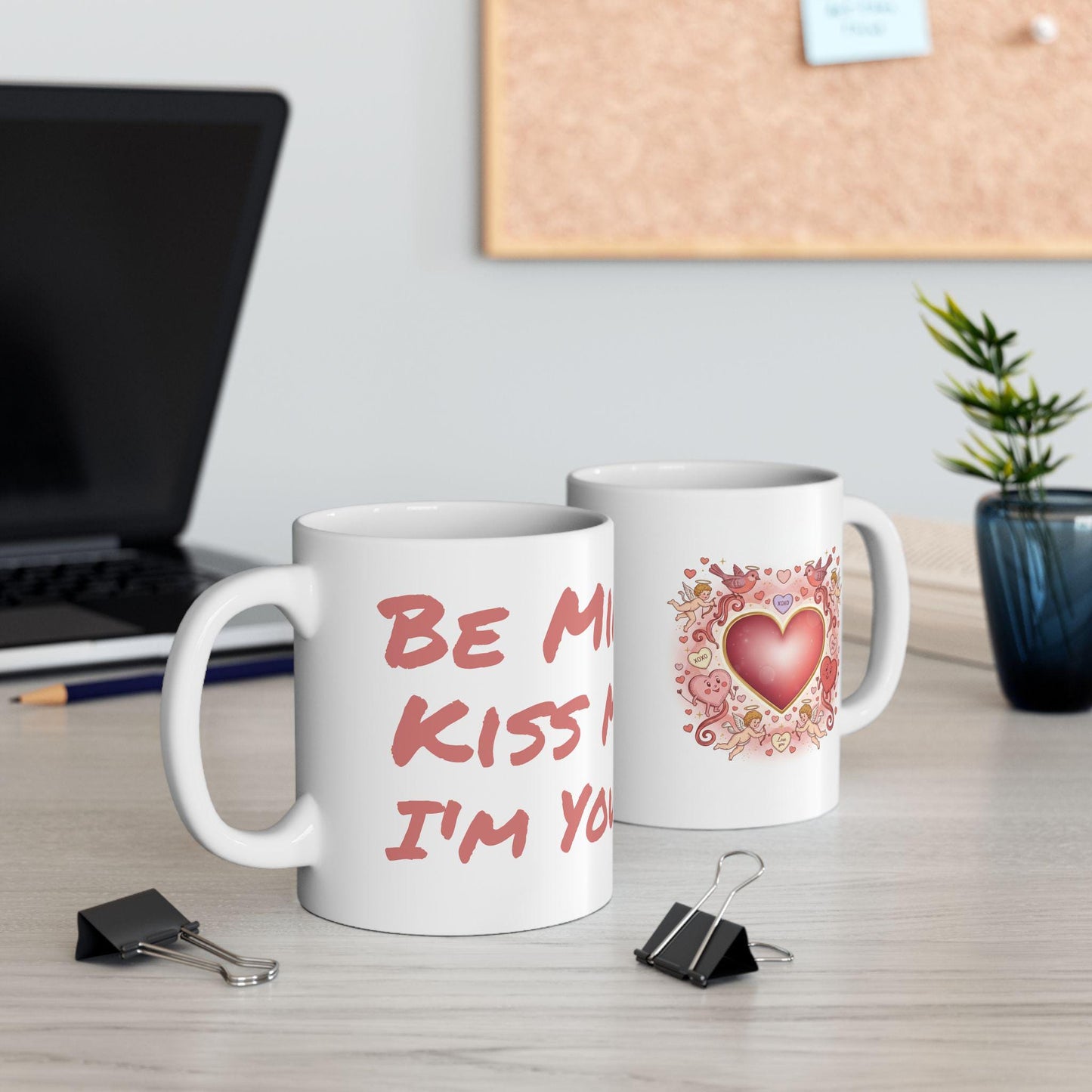 Be Mine Kiss Me I'm Yours Mug | Valentine Heart Floral Ceramic Mug | Loki's Shop Too