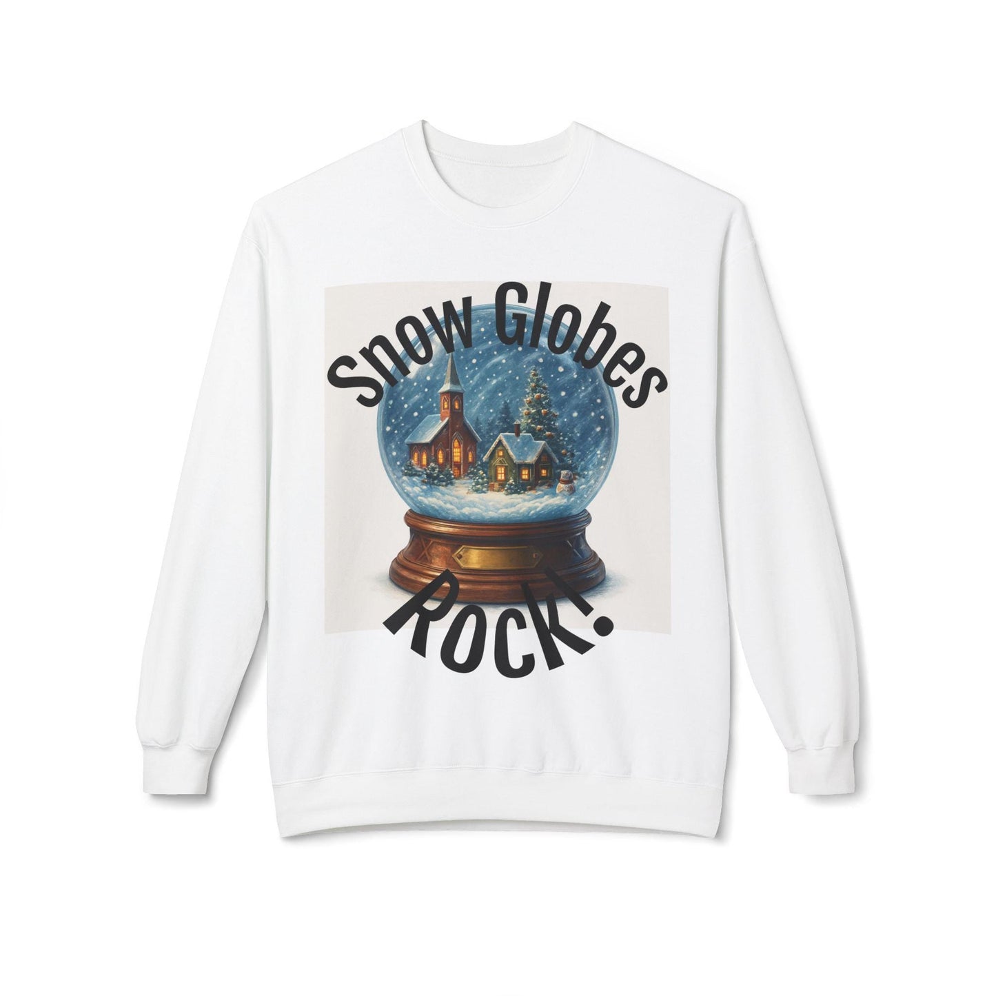 snow globes rock fleece sweatshirt festive christmas crewneck